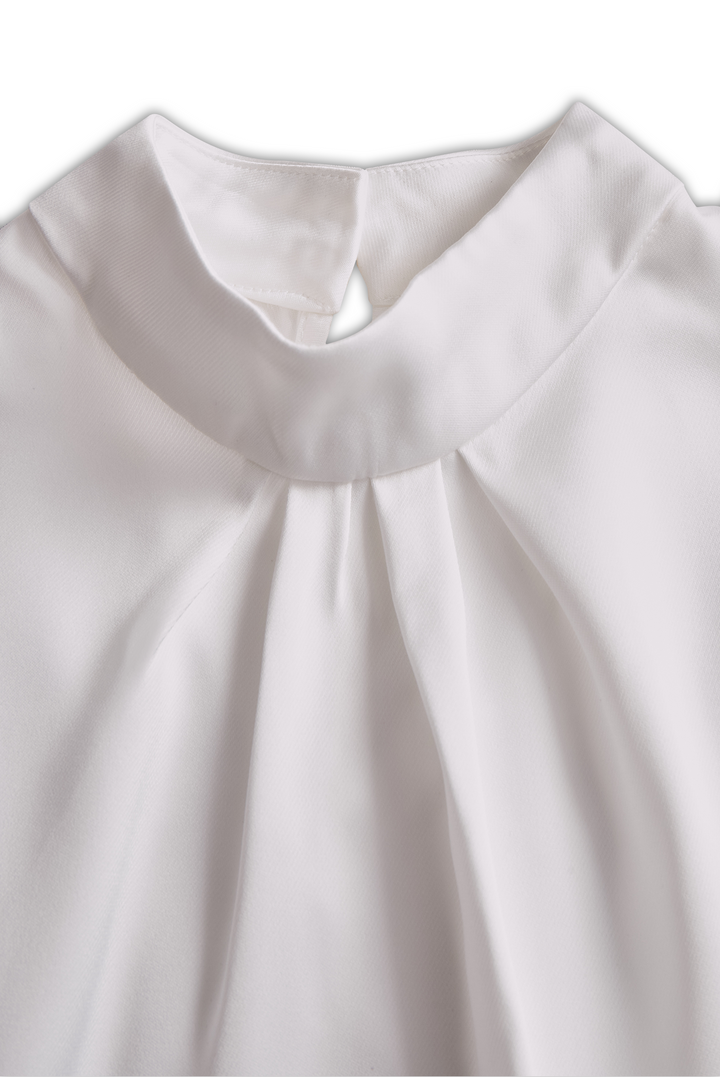 Sophisticated Pleated High-Neck Blouse
